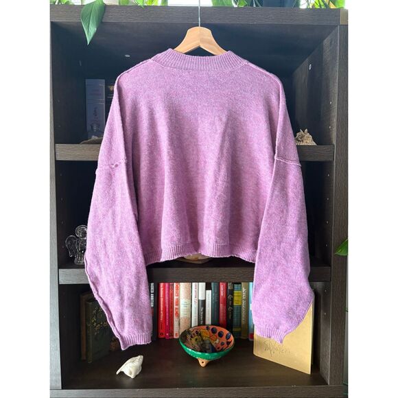 Double Zero Purple Soft Wool Blend Cropped Sweater Size Lovely Large - Picture 2 of 4